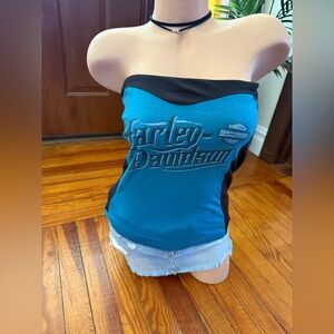 Harley-Davidson Teal and Black Strapless size medium